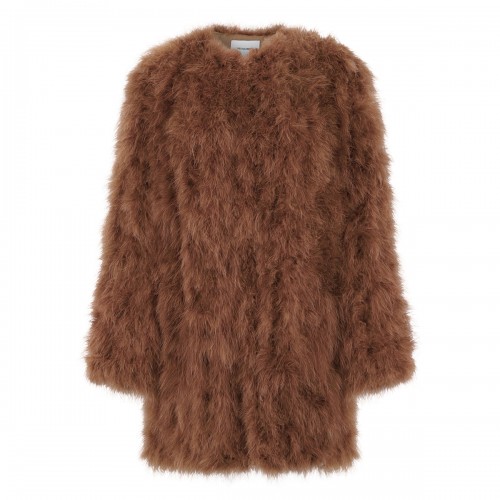 Biscuit brown feathers coat