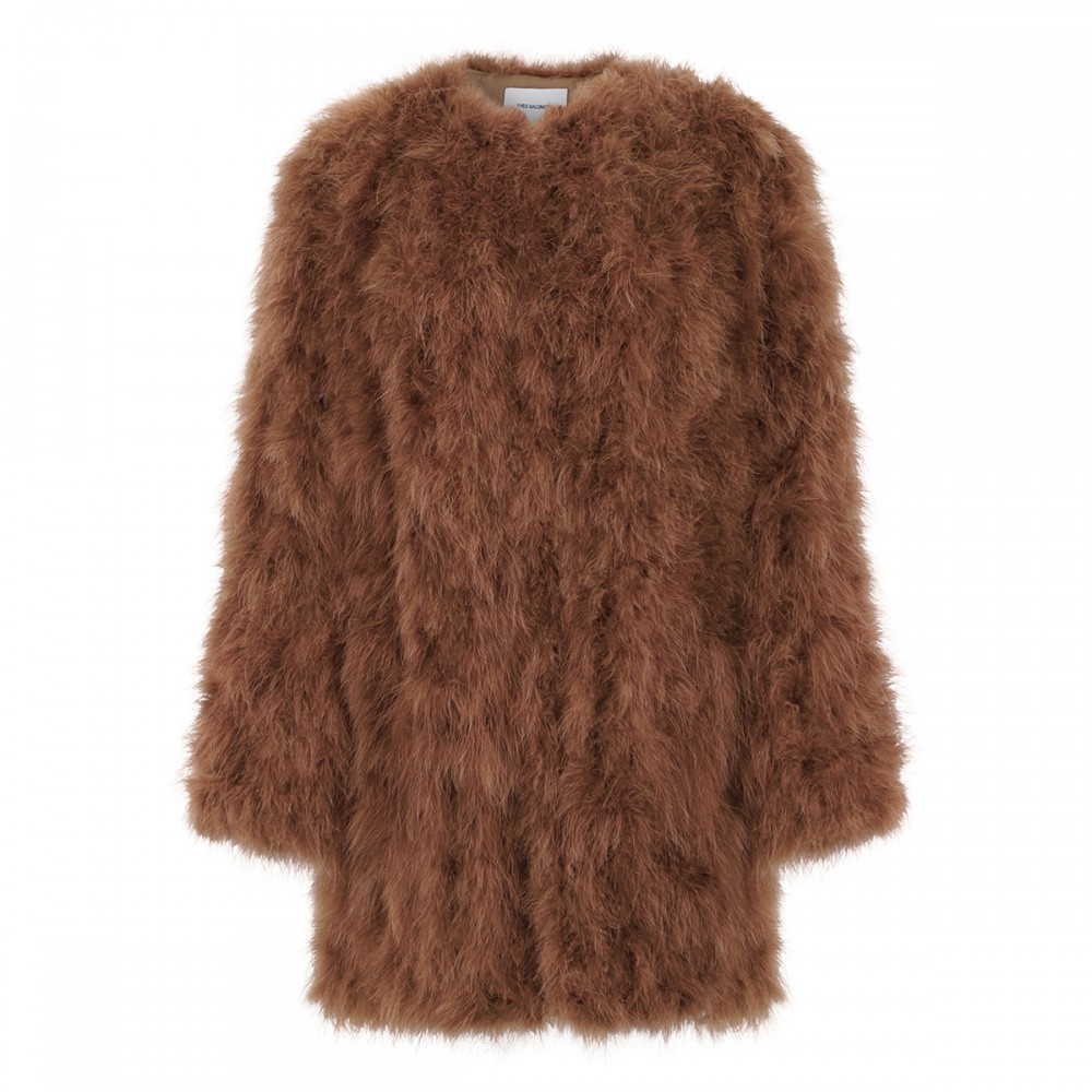 Biscuit brown feathers coat