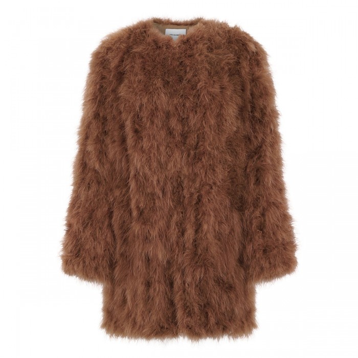 Biscuit brown feathers coat