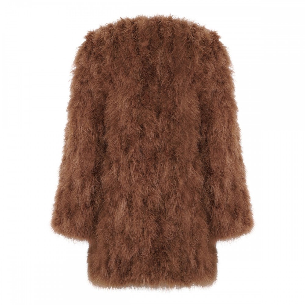 Biscuit brown feathers coat