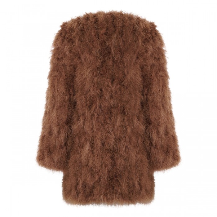 Biscuit brown feathers coat