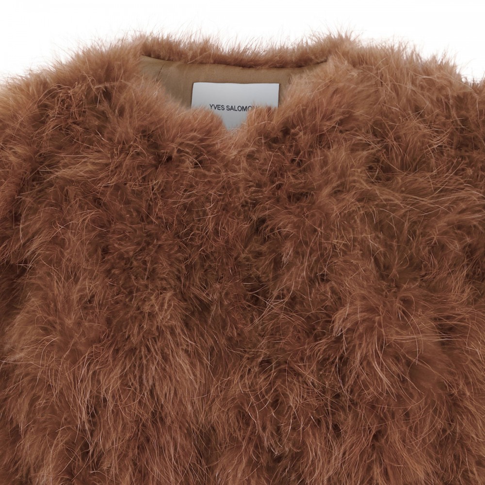 Biscuit brown feathers coat