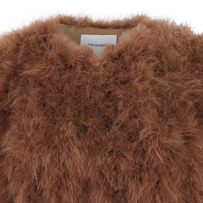 Biscuit brown feathers coat