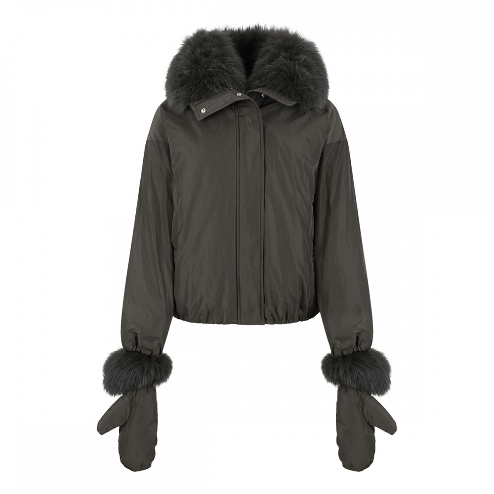 Short technical fabric down jacket