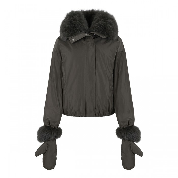 Short technical fabric down jacket