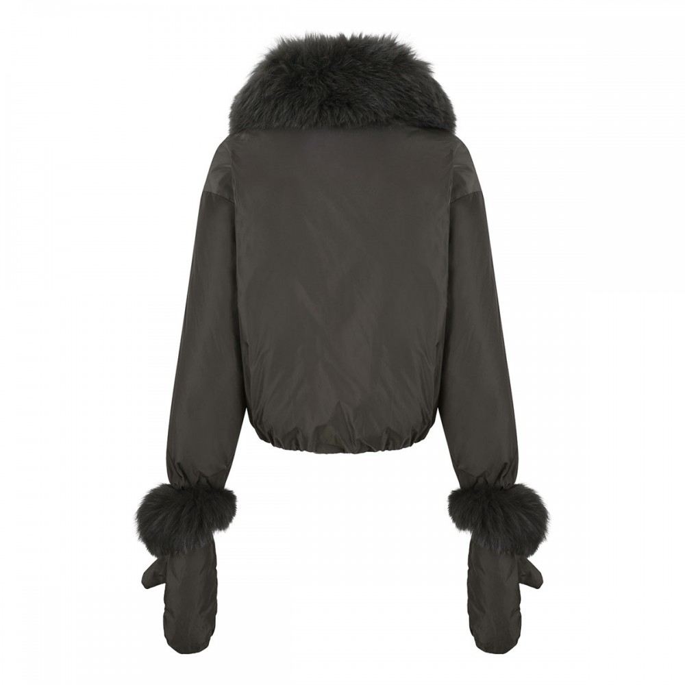 Short technical fabric down jacket