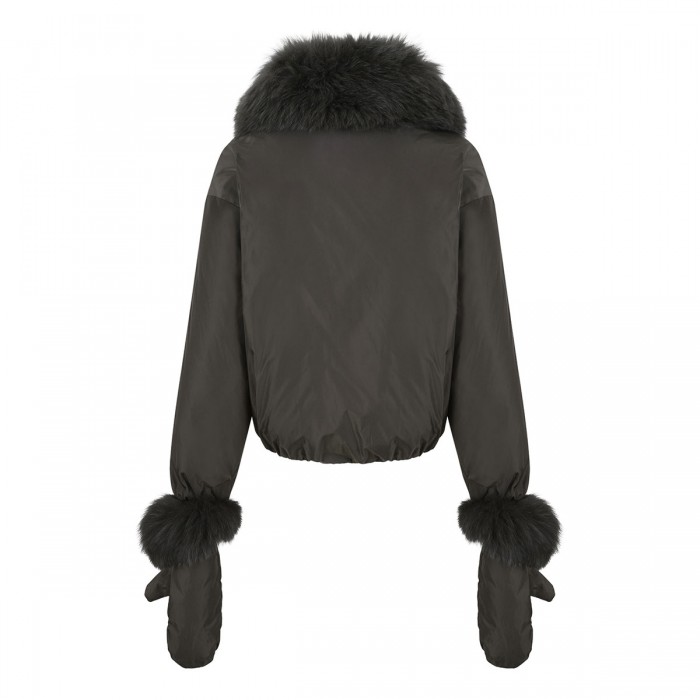 Short technical fabric down jacket