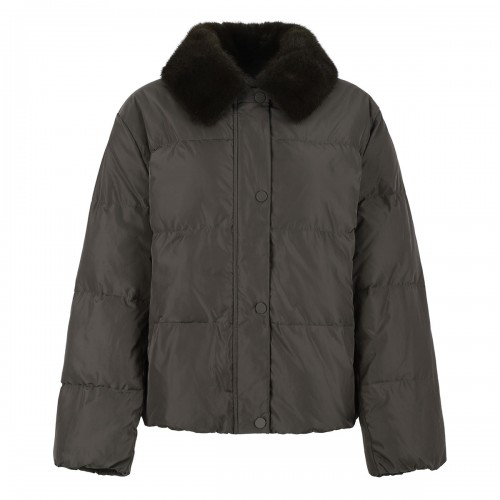 Short down jacket with mink...