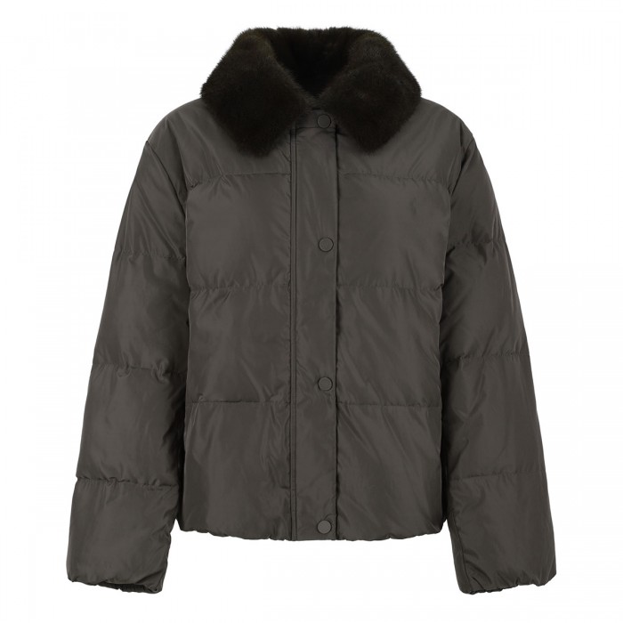 Short down jacket with mink fur trim