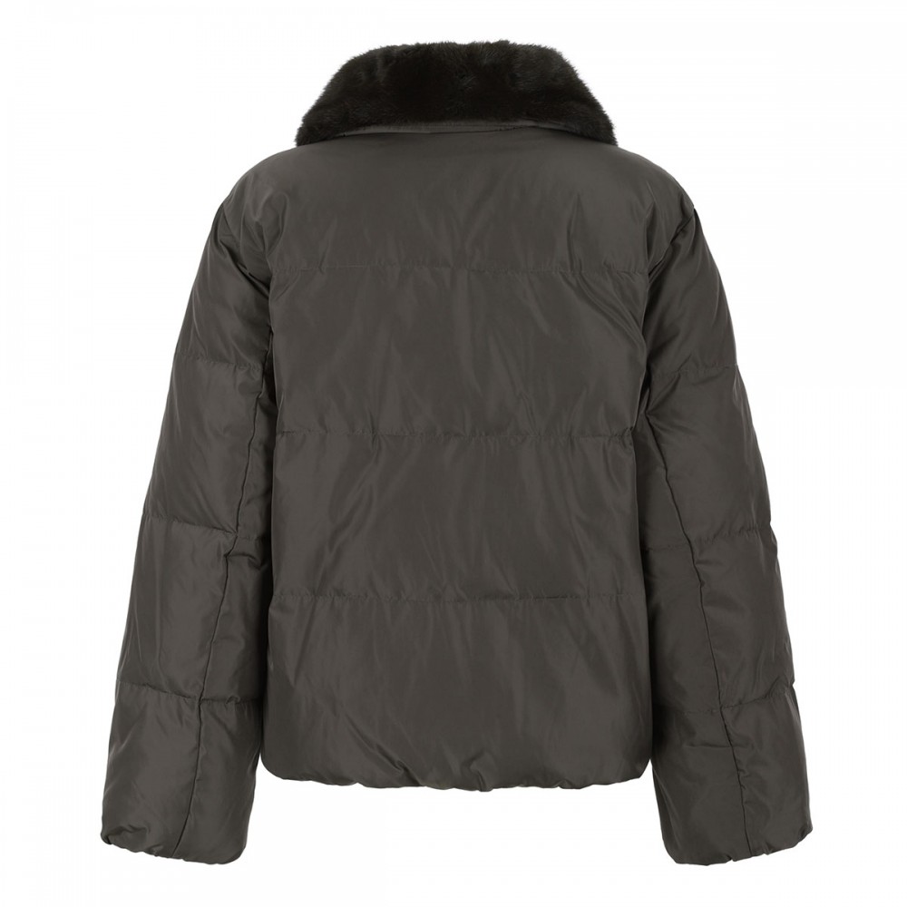 Short down jacket with mink fur trim