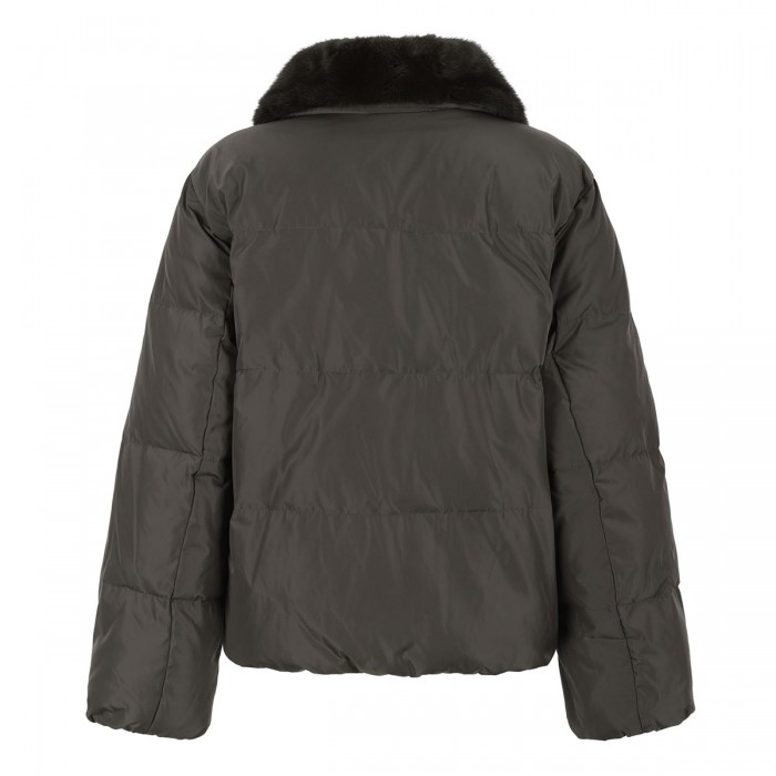 Short down jacket with mink fur trim