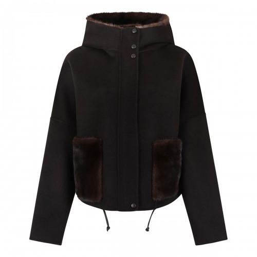 Zipped jacket with mink fur...