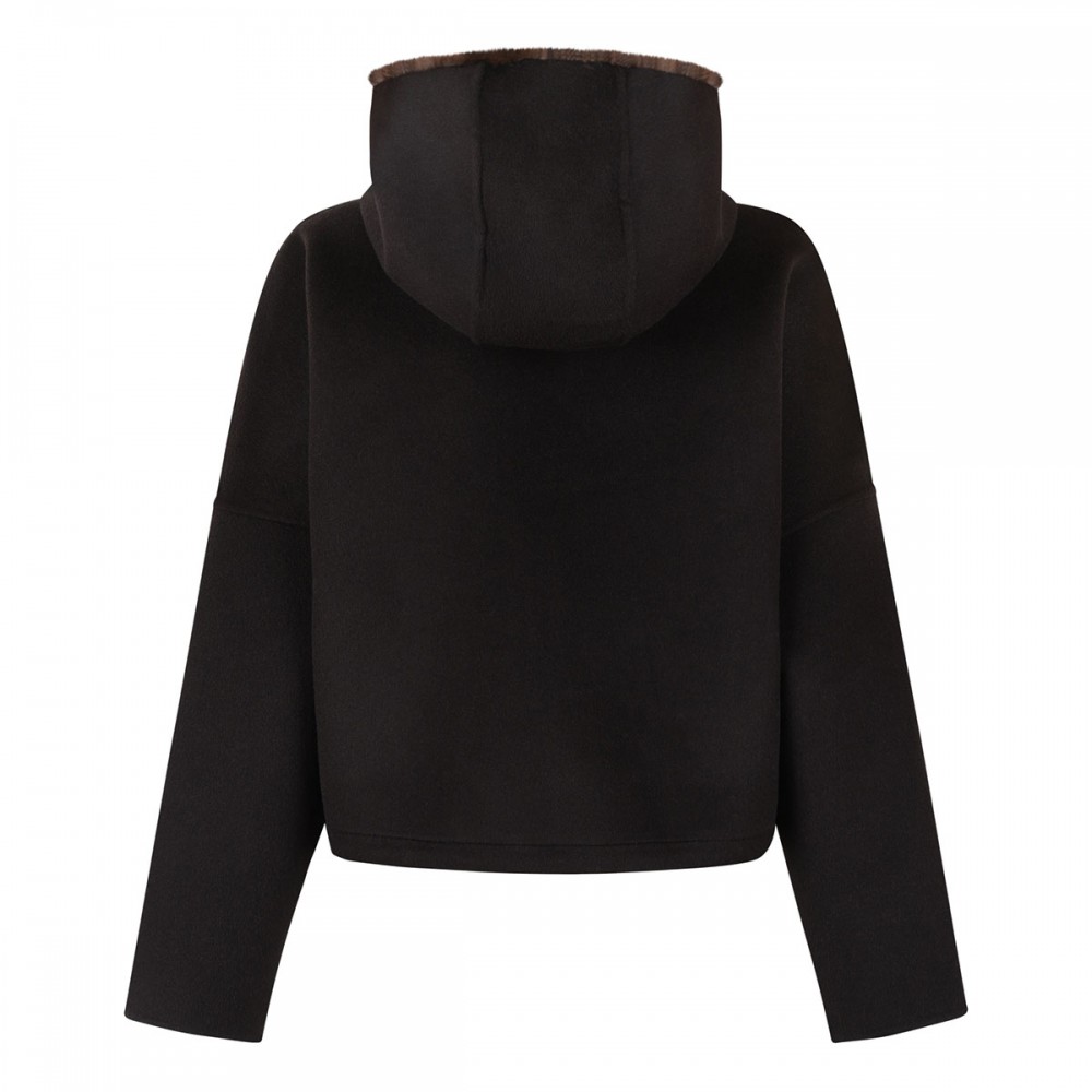 Zipped jacket with mink fur details