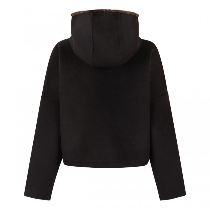 Zipped jacket with mink fur details