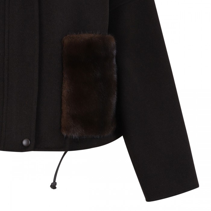 Zipped jacket with mink fur details