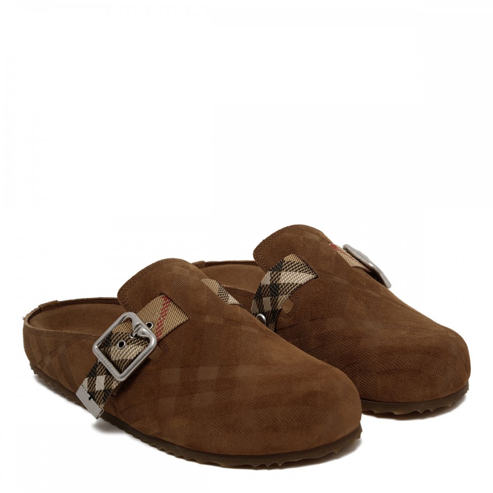 Urchin check shearling clogs