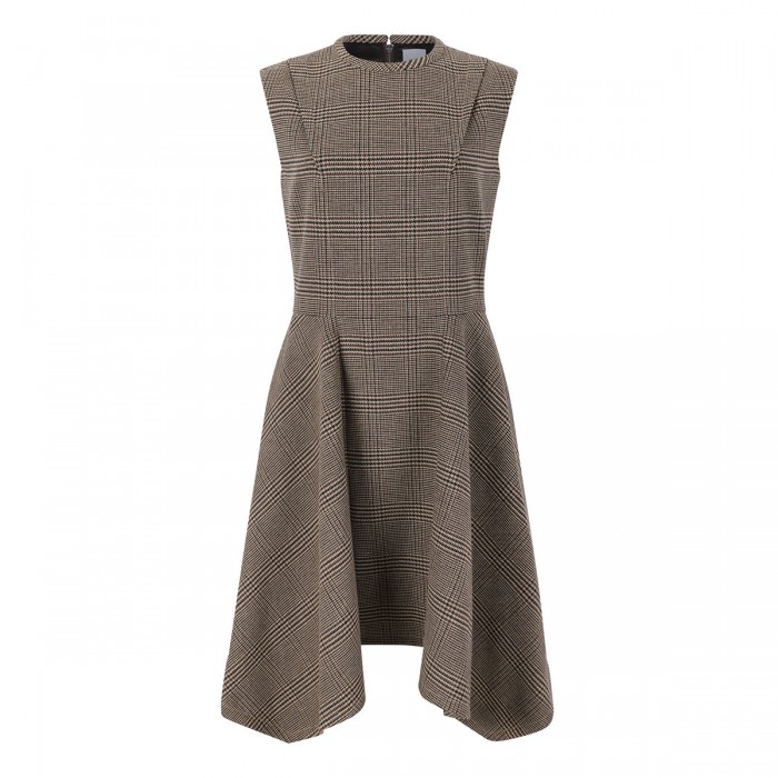 Asymmetric Prince of Wales midi dress