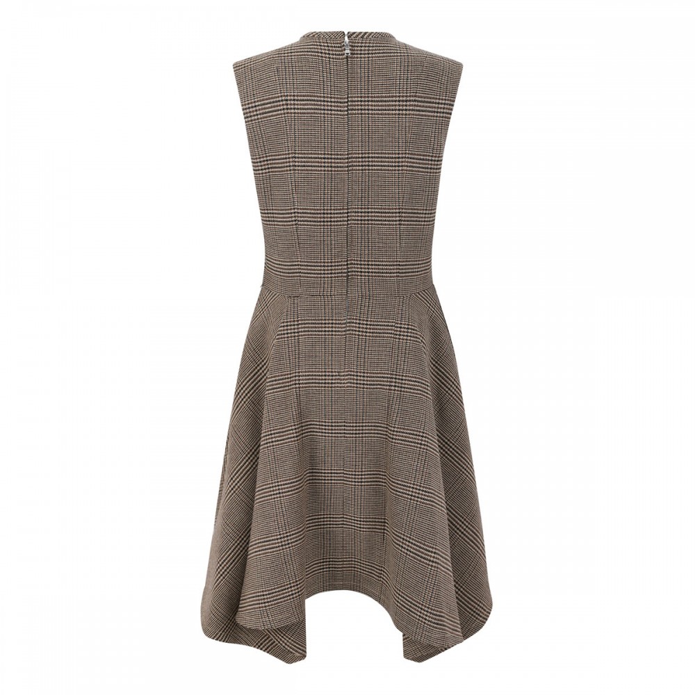 Asymmetric Prince of Wales midi dress