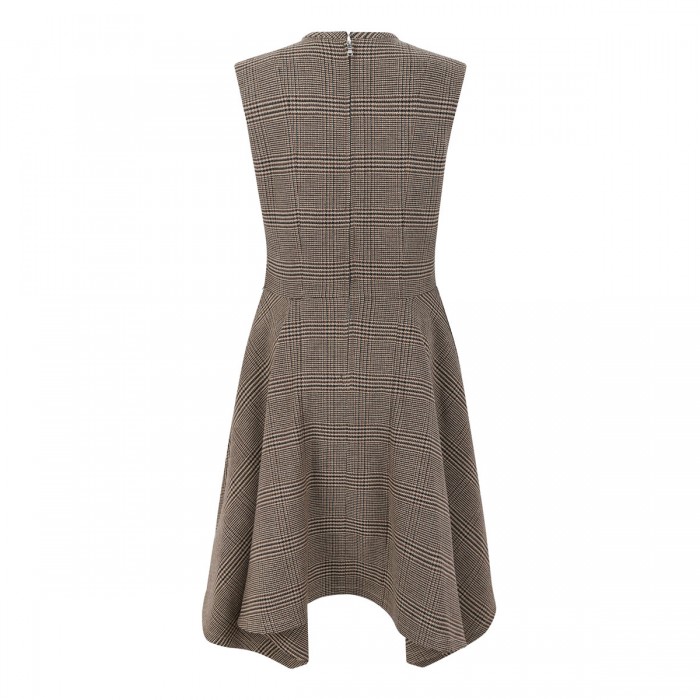 Asymmetric Prince of Wales midi dress