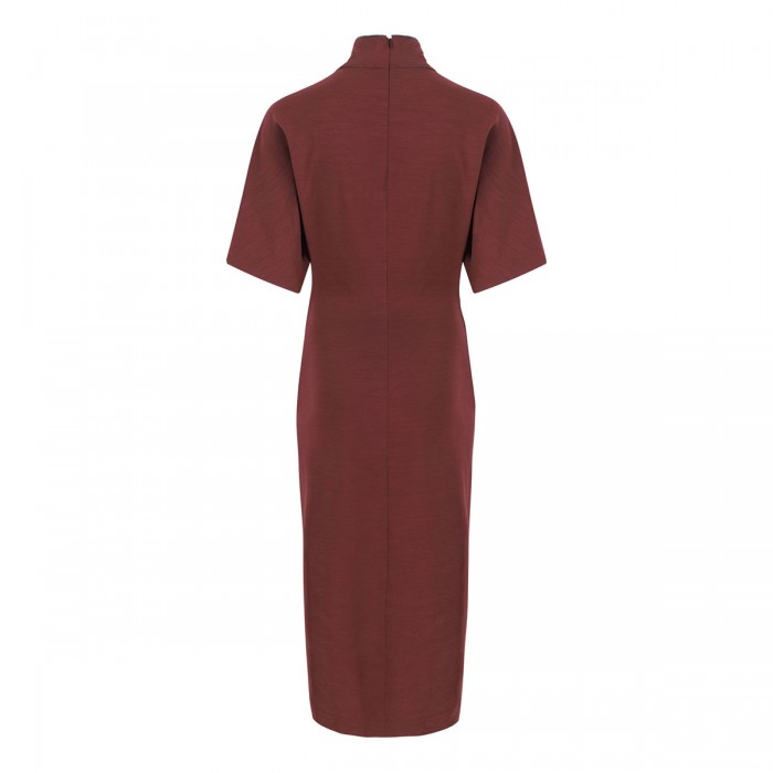 Cabernet-hue wool blend dress
