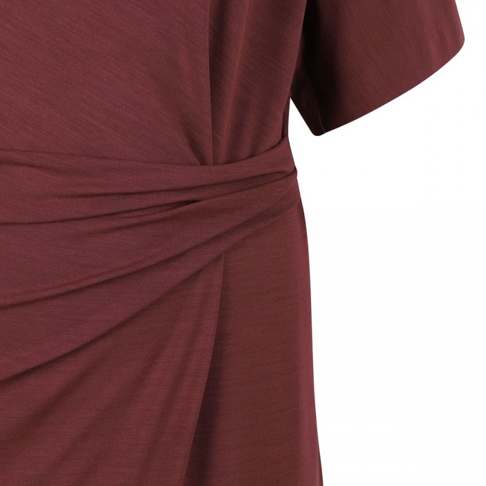 Cabernet-hue wool blend dress
