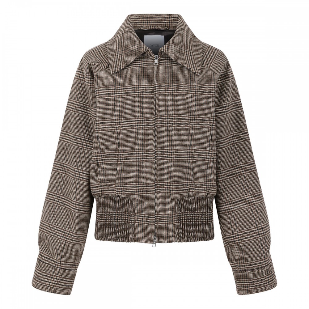 Check flannel bomber jacket