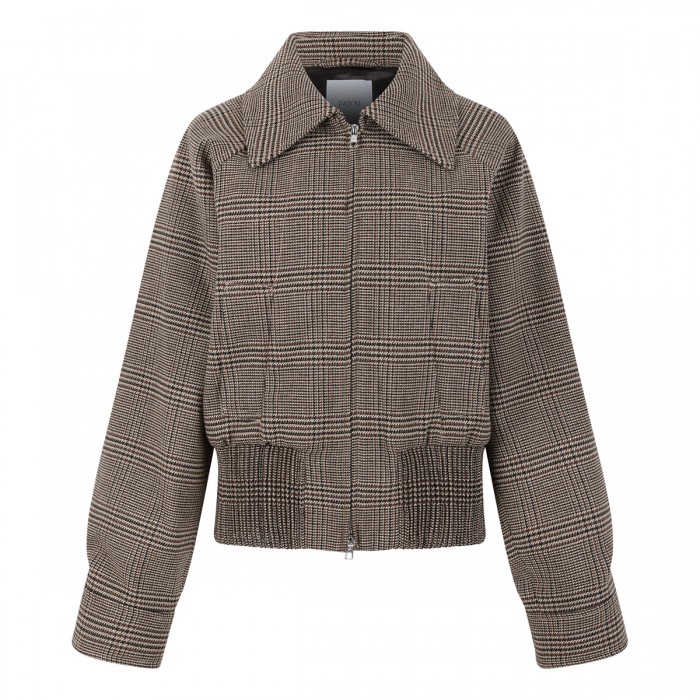 Check flannel bomber jacket