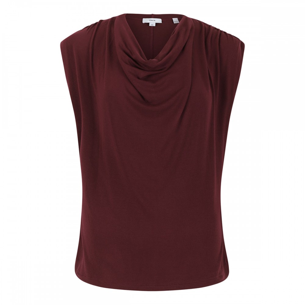 Cowl neck cap sleeve blouse