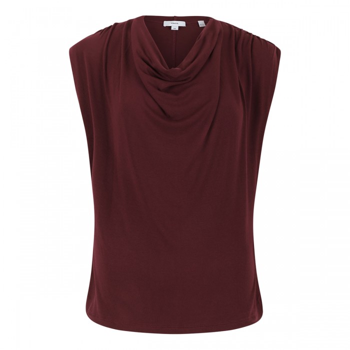 Cowl neck cap sleeve blouse