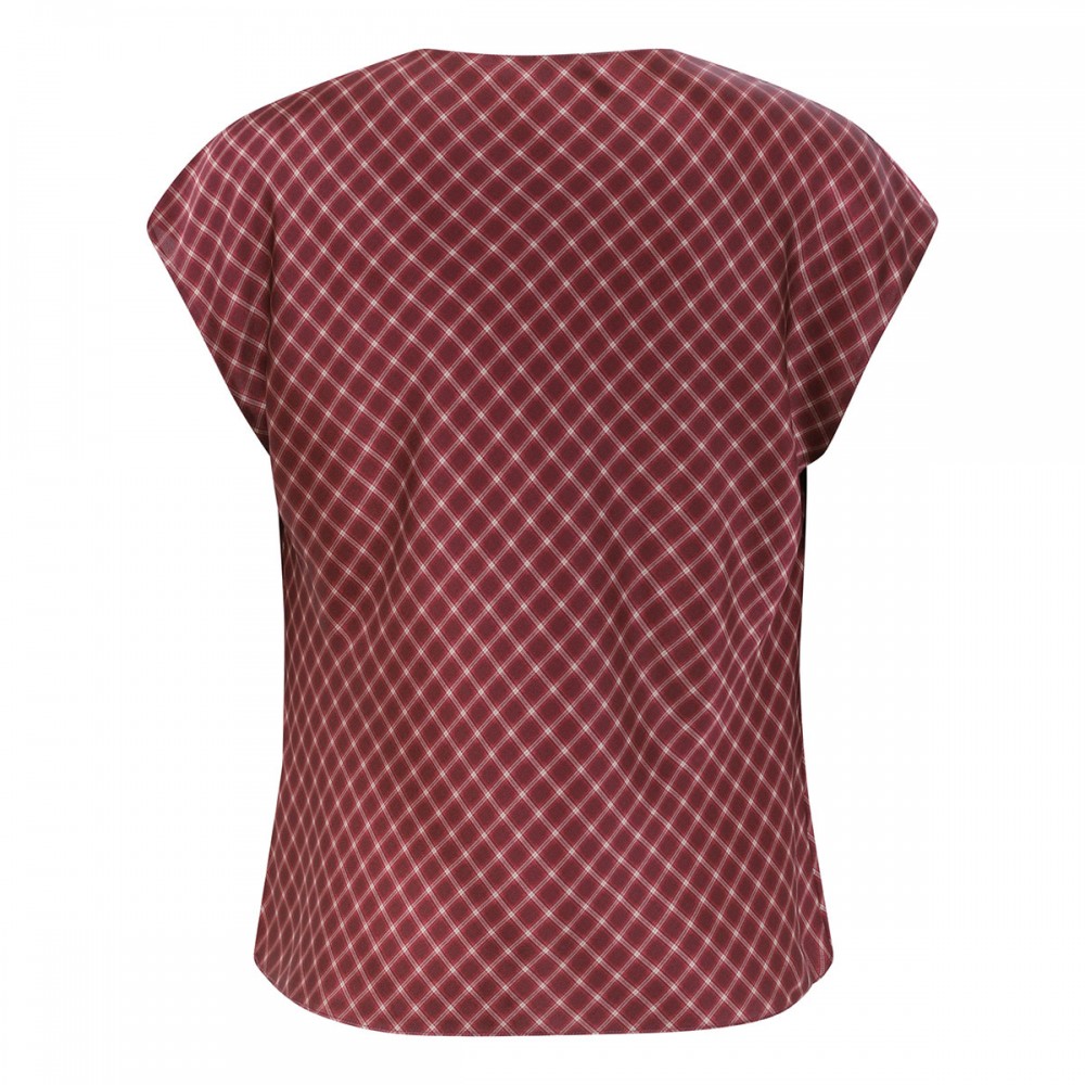 Ombré plaid cowl neck silk top