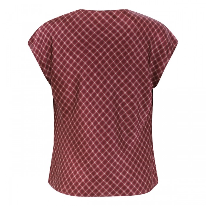 Ombré plaid cowl neck silk top