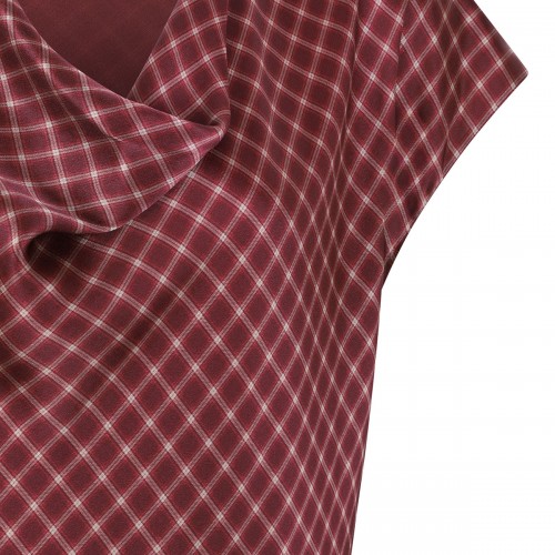 Ombré plaid cowl neck silk top 2
