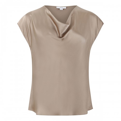 Cowl neck cap sleeve blouse