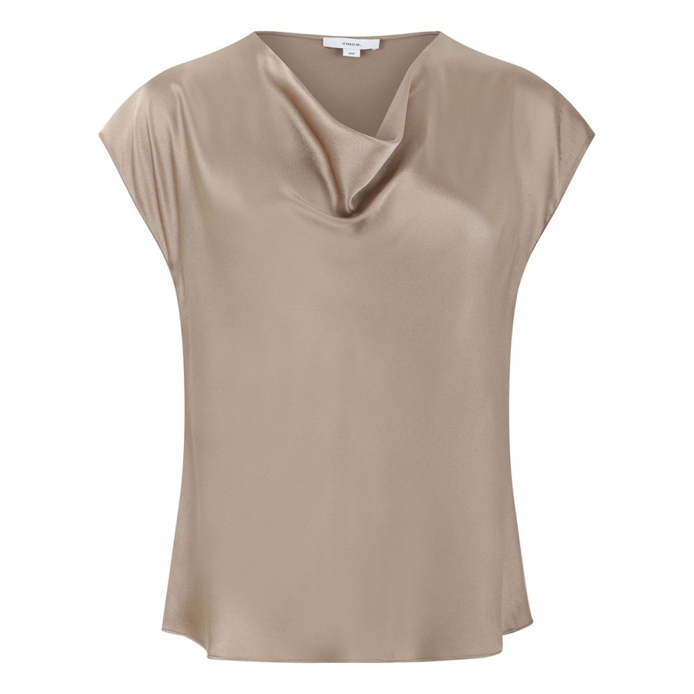 Cowl neck cap sleeve blouse