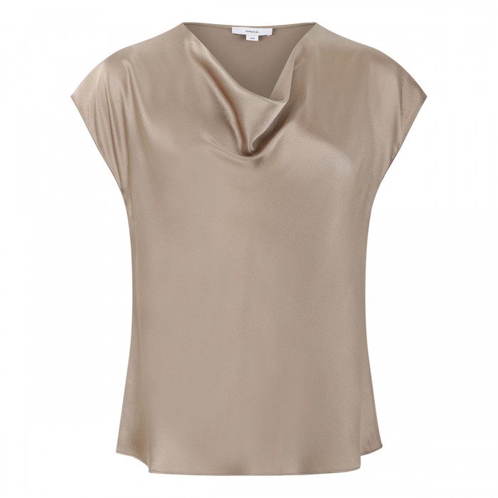 Cowl neck cap sleeve blouse