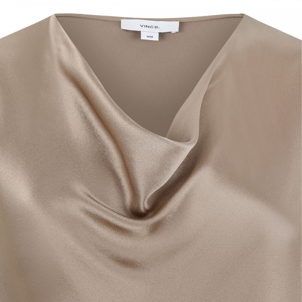 Cowl neck cap sleeve blouse