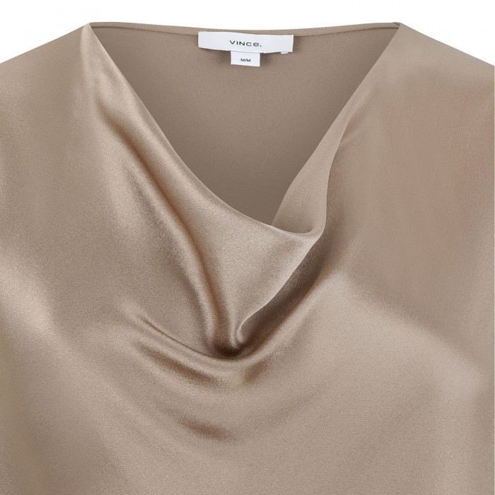 Cowl neck cap sleeve blouse