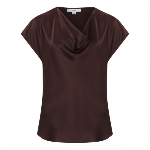 Cowl neck cap sleeve blouse