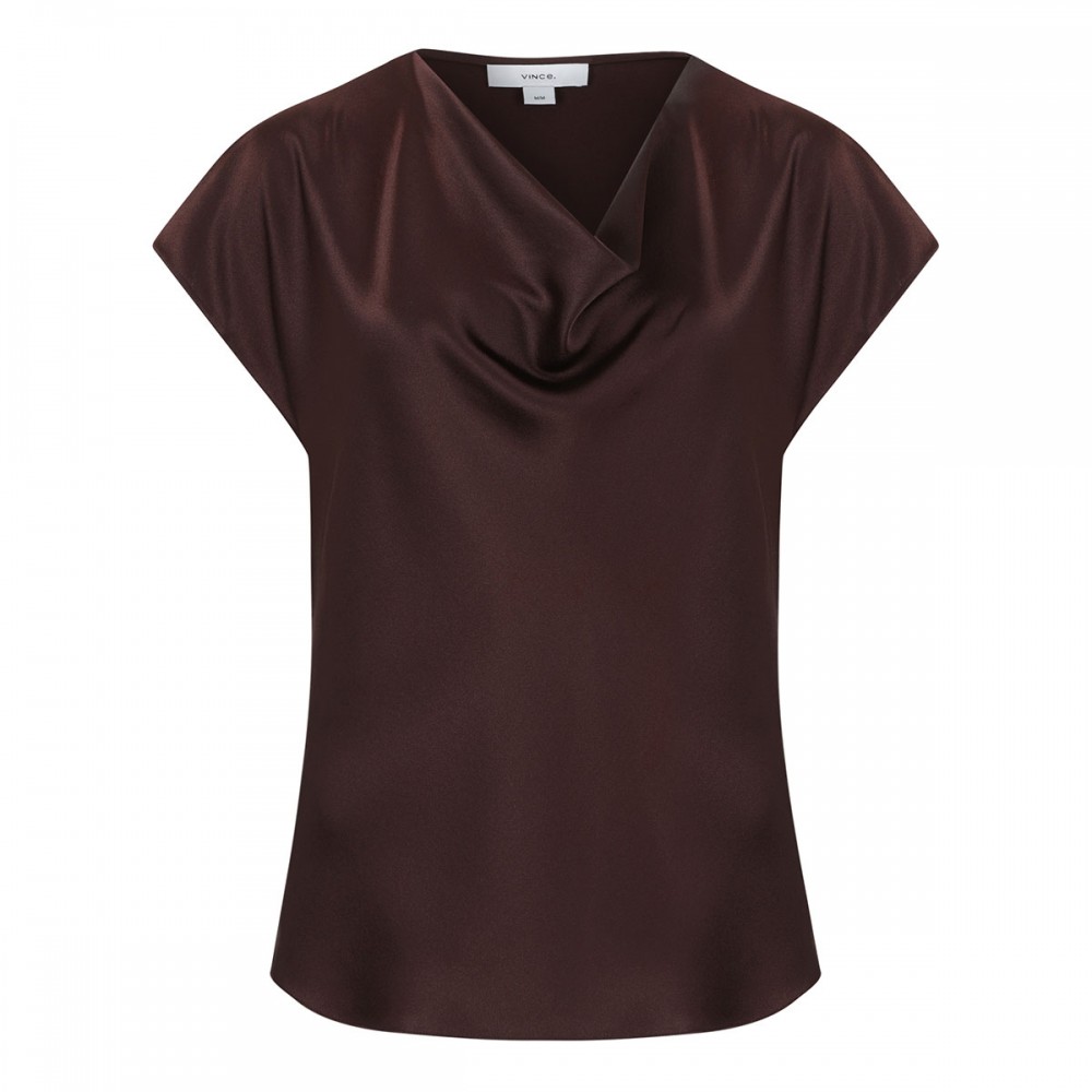 Cowl neck cap sleeve blouse