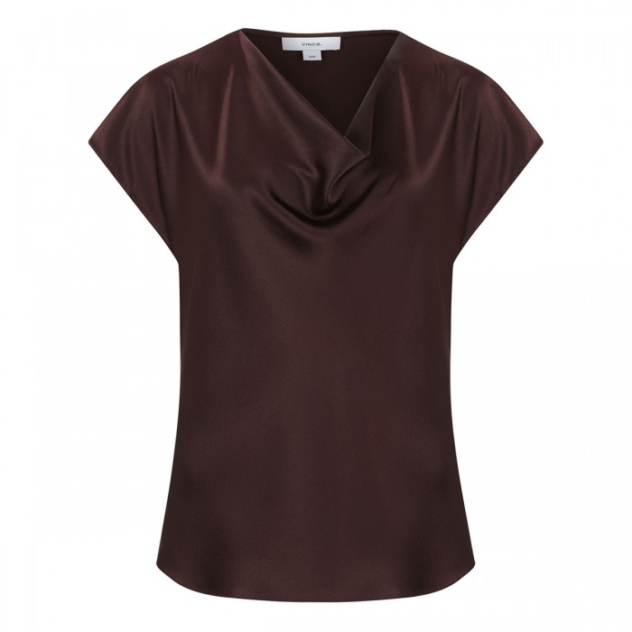 Cowl neck cap sleeve blouse