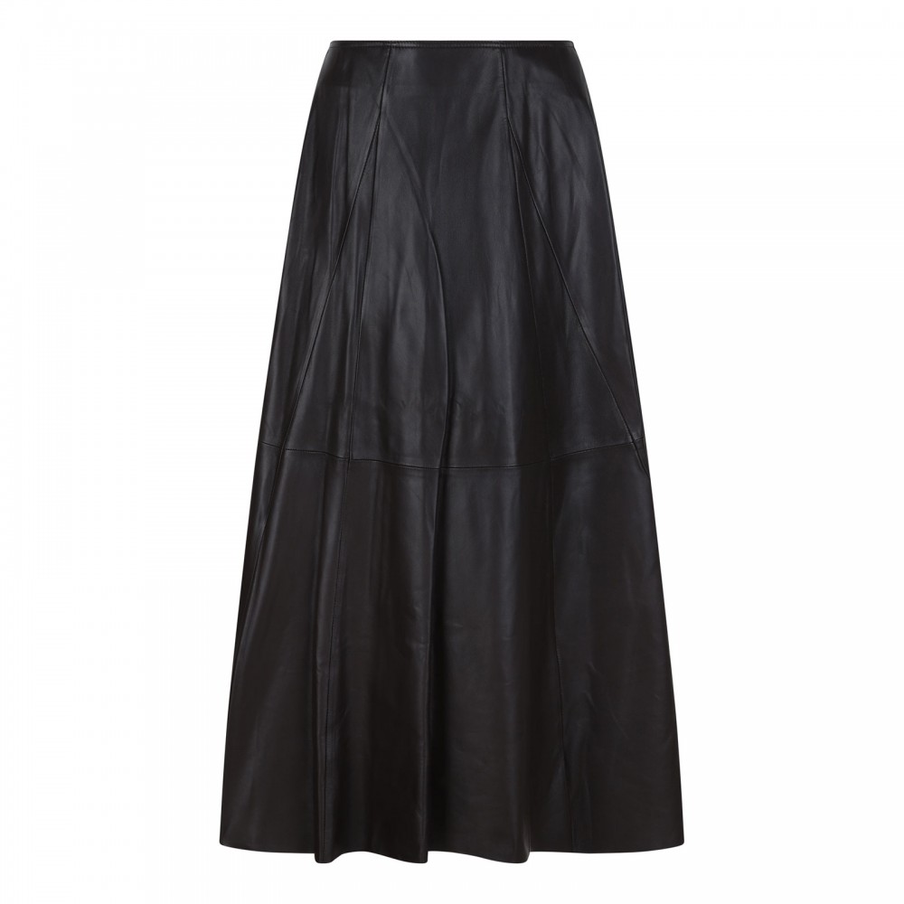 Elenì leather pleated skirt