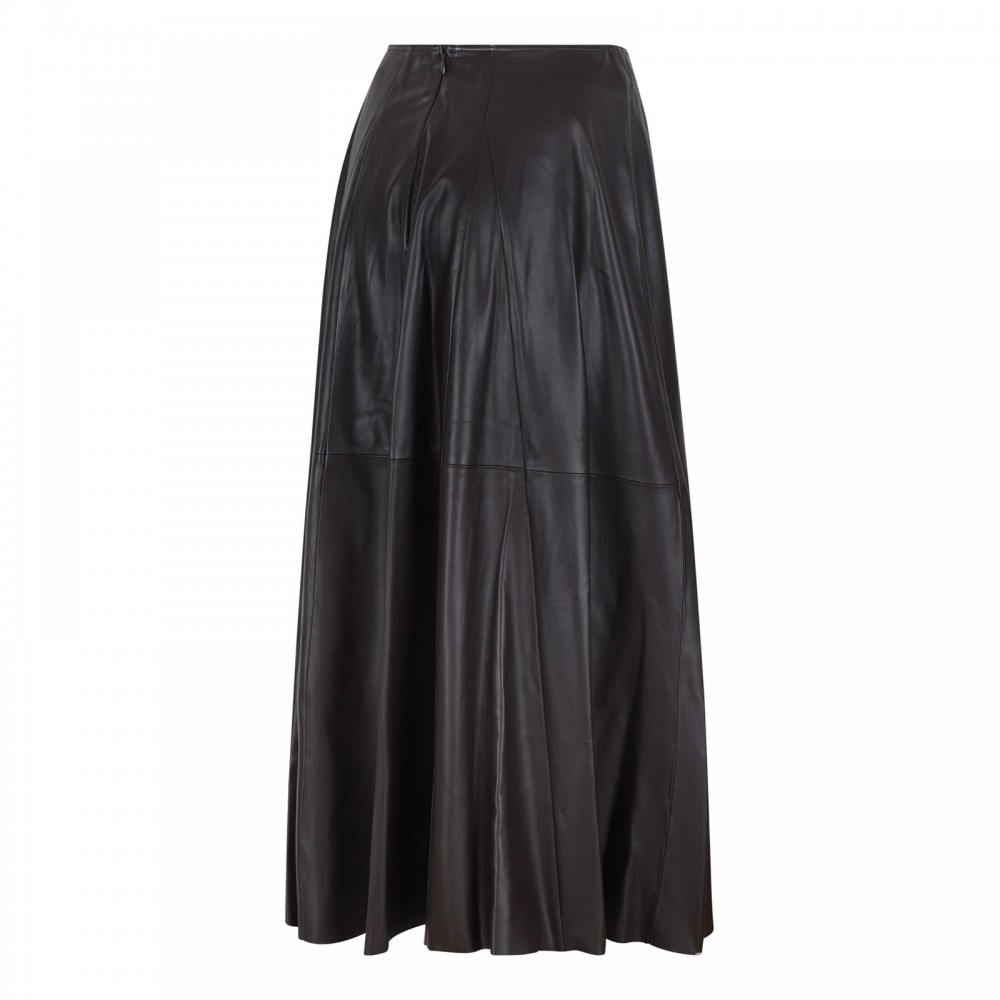 Elenì leather pleated skirt