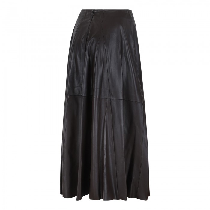 Elenì leather pleated skirt