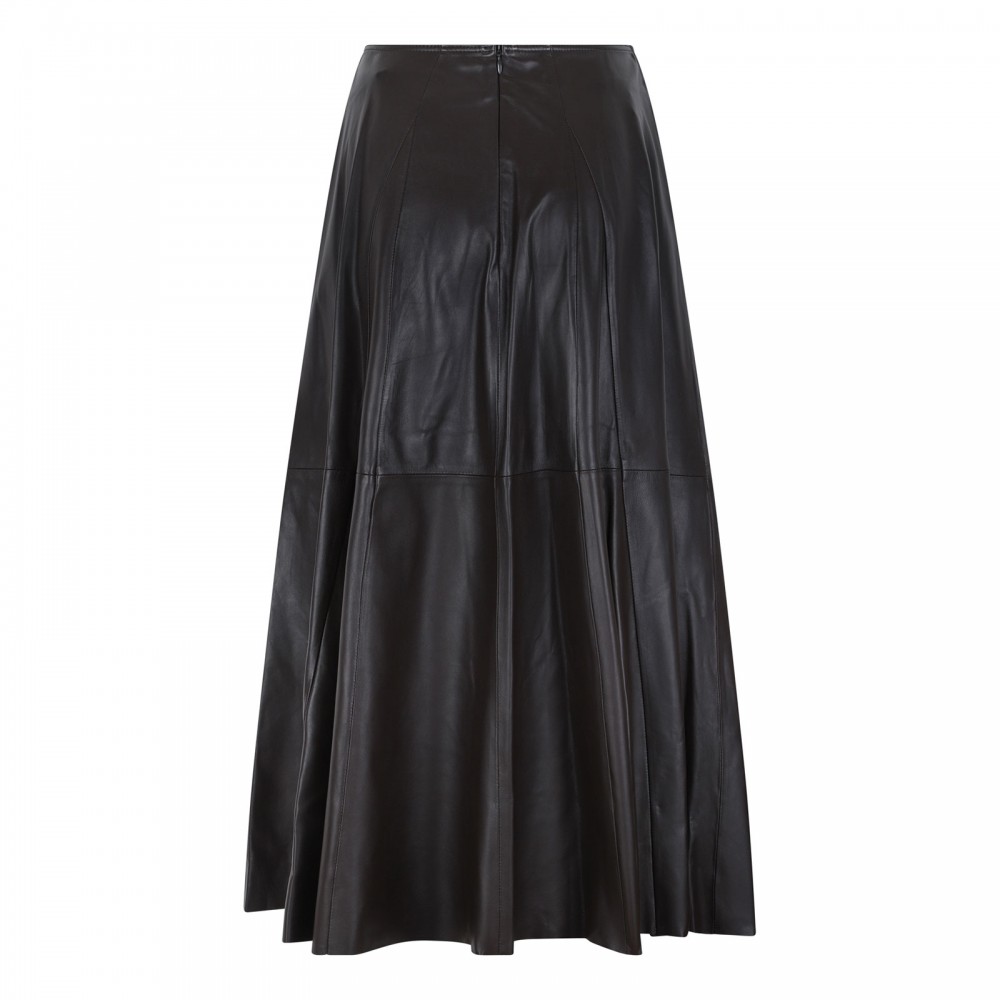 Elenì leather pleated skirt