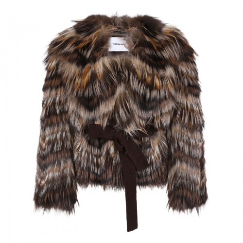 Fox fur belted jacket