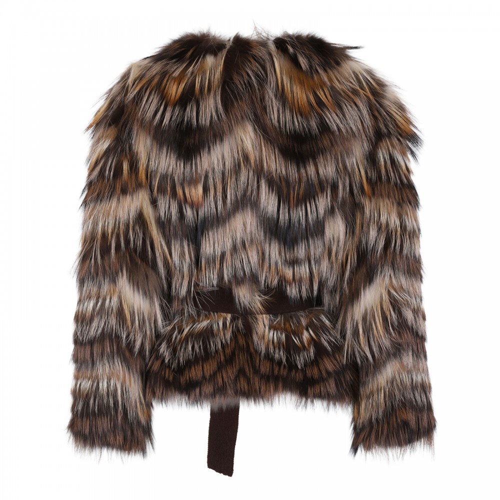 Fox fur belted jacket