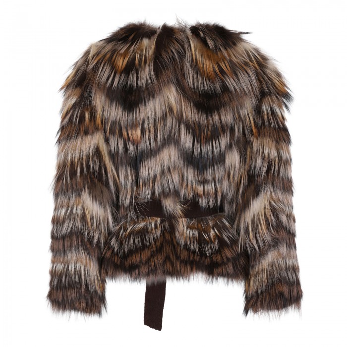 Fox fur belted jacket