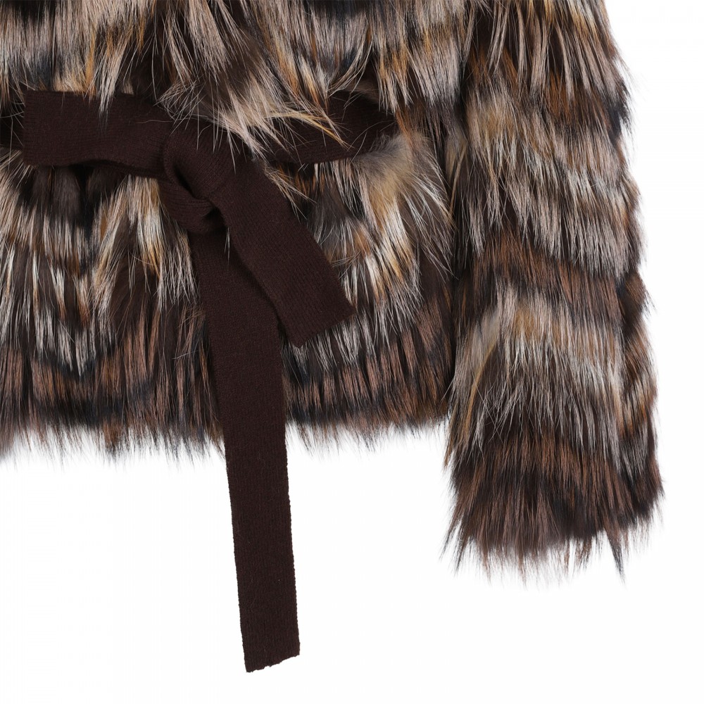 Fox fur belted jacket