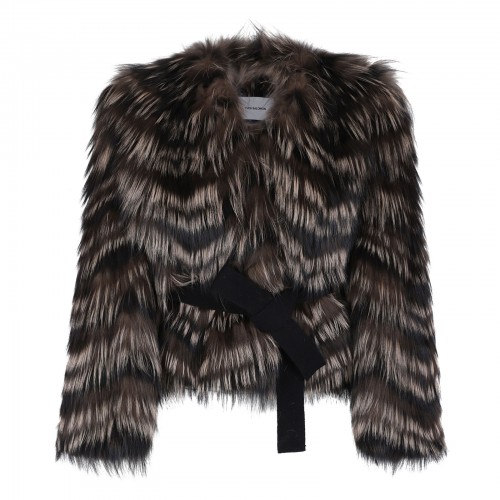 Fox fur belted jacket