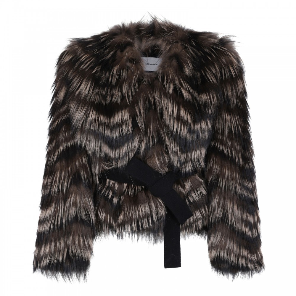 Fox fur belted jacket